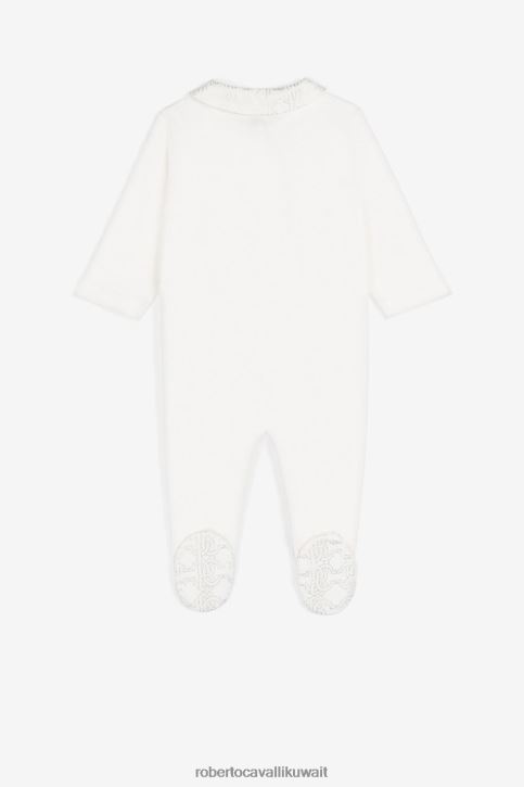 Roberto Cavalli فتيات بيانكو مجموعة مستلزمات الأطفال المخرمة وطباعة جاكوار ملابس 4H40H1229