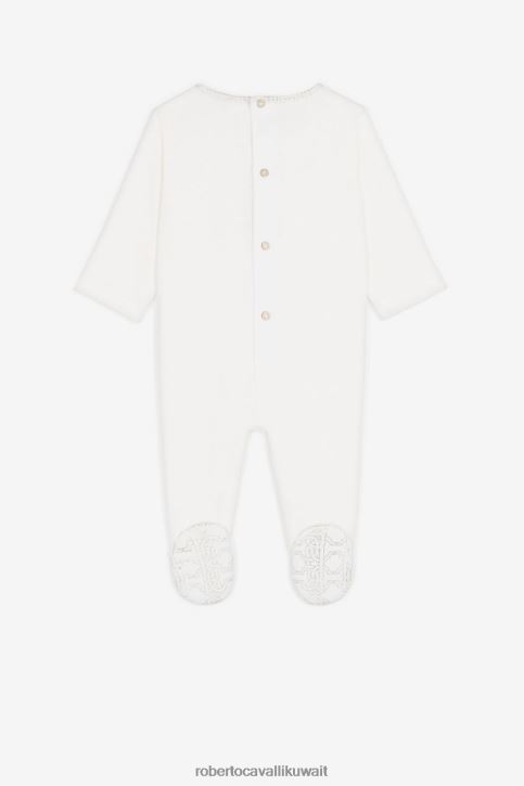 Roberto Cavalli فتيات الذهب / البلاتين طقم أطفال من القطن مطرز بشعار آر سي ملابس 4H40H1230