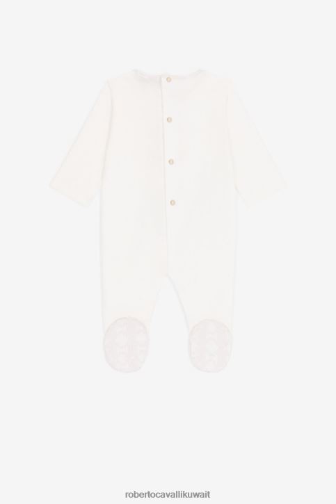 Roberto Cavalli فتيات الذهب / البلاتين طقم ملابس أطفال قطن مونوغرام آر سي ملابس 4H40H1231