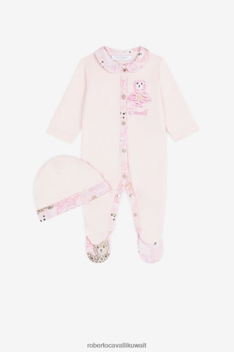 Roberto Cavalli فتيات لون القرنفل طقم أطفال من القطن بطبعة دمية دب ملابس 4H40H1235