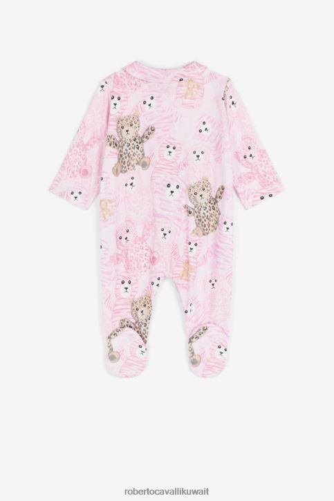 Roberto Cavalli فتيات لون القرنفل طقم أطفال من القطن بطبعة دمية دب ملابس 4H40H1235