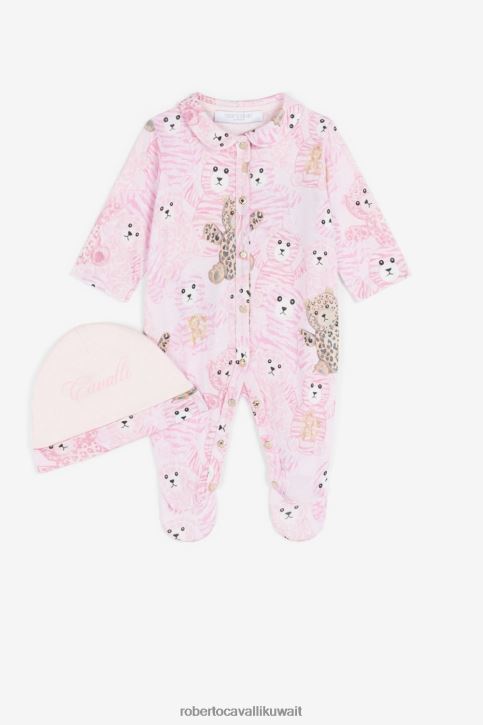 Roberto Cavalli فتيات لون القرنفل طقم أطفال من القطن بطبعة دمية دب ملابس 4H40H1236