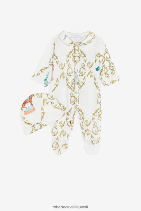 Roberto Cavalli فتيات بيانكو طقم أطفال بطبعة تخريمية ملابس 4H40H1240