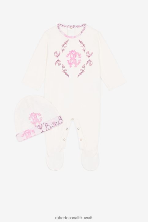 Roberto Cavalli فتيات رشيقة طقم أطفال من القطن بنقش مونوغرام ملابس 4H40H1241