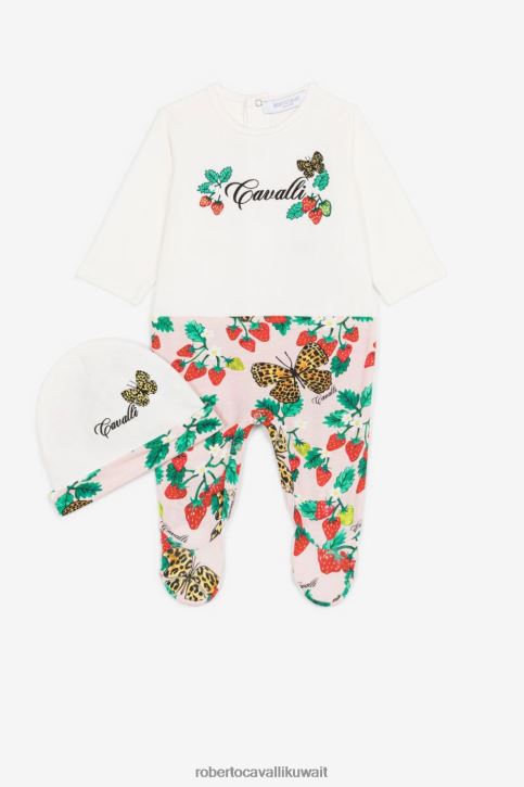 Roberto Cavalli فتيات أزرق طقم أطفال بطبعة الفراشة والفراولة ملابس 4H40H1342