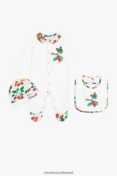 Roberto Cavalli فتيات أزرق طقم أطفال مطرز بالفراشة والفراولة ملابس 4H40H1348