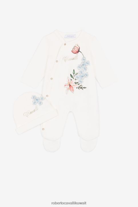 Roberto Cavalli فتيات أزرق طقم أطفال بطبعة زهور وشعار ملابس 4H40H1350