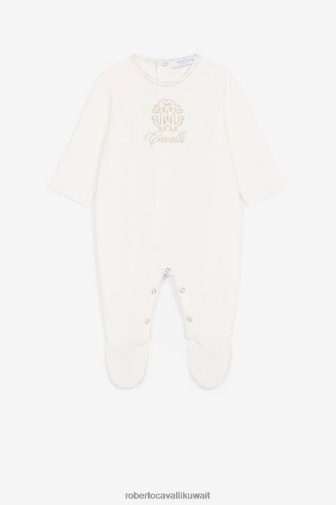 Roberto Cavalli فتيات الذهب / البلاتين طقم أطفال مطرز بشعار آر سي ملابس 4H40H1356