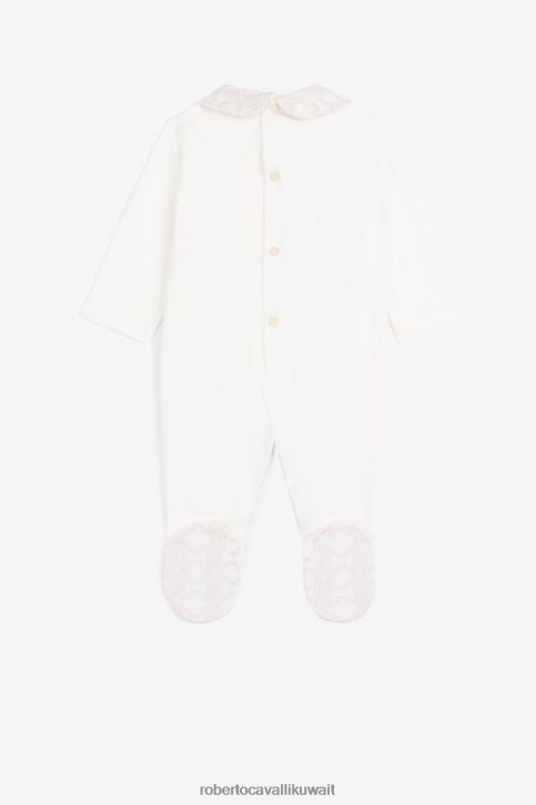 Roberto Cavalli فتيات الذهب / البلاتين طقم أطفال مطرز بشعار آر سي ملابس 4H40H1356