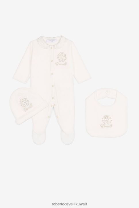 Roberto Cavalli فتيات الذهب / البلاتين طقم أطفال بشعار مطرز ملابس 4H40H1362