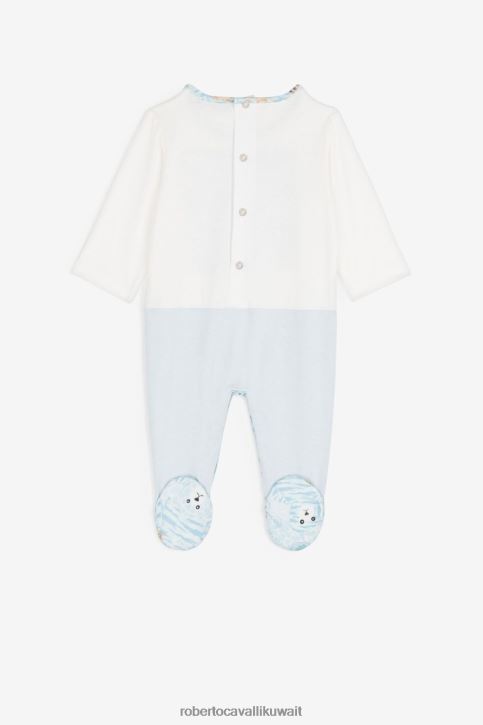 Roberto Cavalli أولاد ازرق فاتح طقم ملابس أطفال قطن مونوغرام آر سي ملابس 4H40H1554