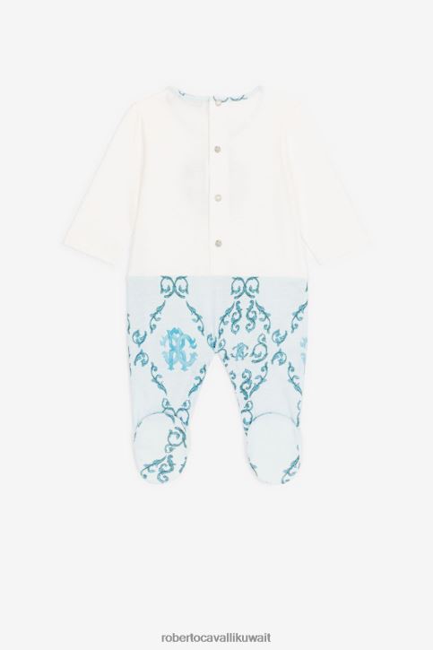 Roberto Cavalli أولاد ازرق فاتح طقم أطفال بطبعة مونوغرام آر سي وتيدي بير ملابس 4H40H1555