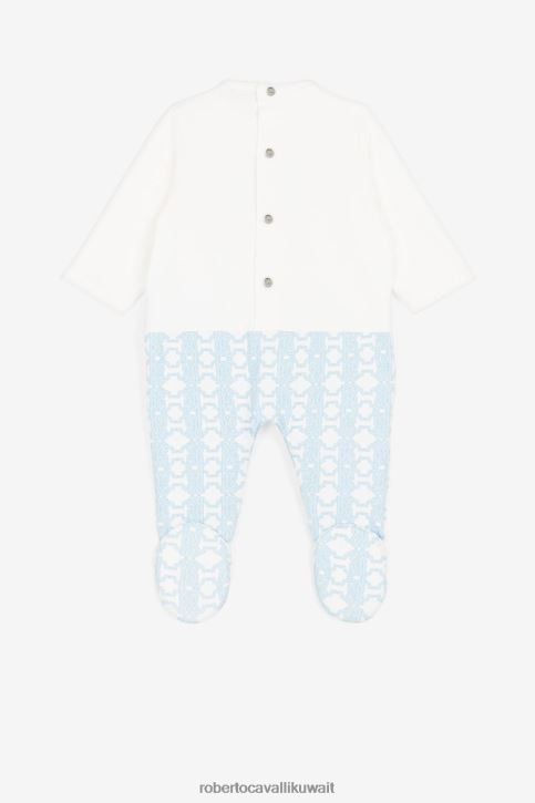 Roberto Cavalli أولاد ازرق فاتح طقم بيبي غرو بتطريز مونوغرام آر سي ملابس 4H40H1556