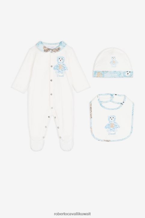 Roberto Cavalli أولاد بيانكو طقم أطفال من القطن بطبعة دمية دب ملابس 4H40H1558