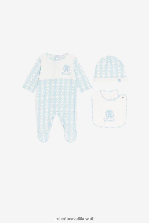 Roberto Cavalli أولاد ازرق فاتح طقم أطفال مطرز بشعار آر سي ملابس 4H40H1559