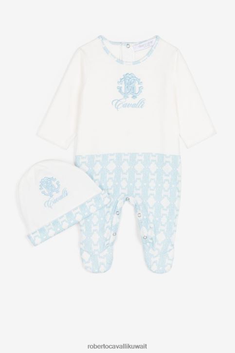 Roberto Cavalli أولاد ازرق فاتح طقم أطفال مطرز بشعار آر سي ملابس 4H40H1560