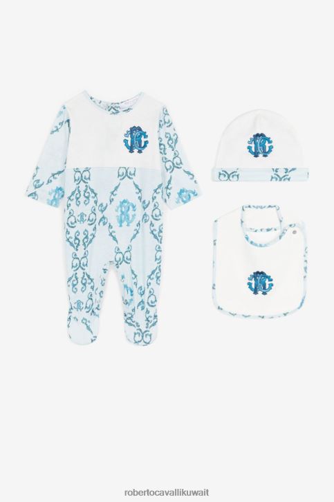 Roberto Cavalli أولاد ازرق فاتح طقم أطفال مطرز بشعار آر سي ملابس 4H40H1561