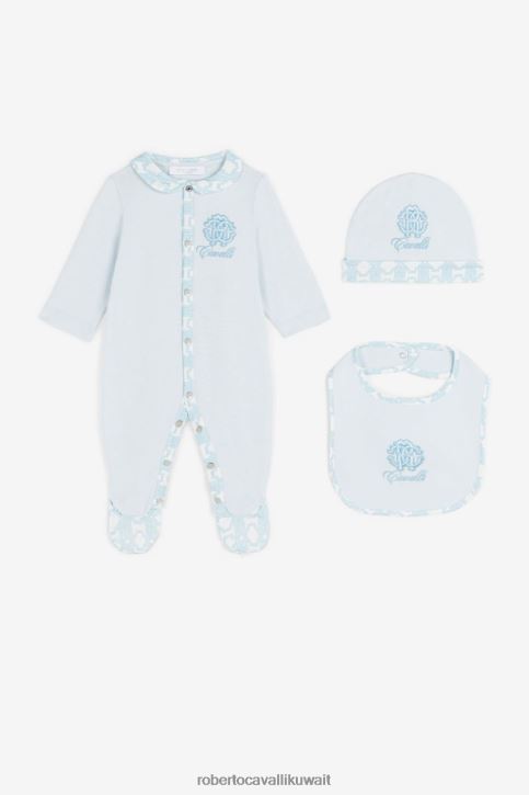 Roberto Cavalli أولاد ازرق فاتح طقم أطفال مطرز بشعار آر سي ملابس 4H40H1563