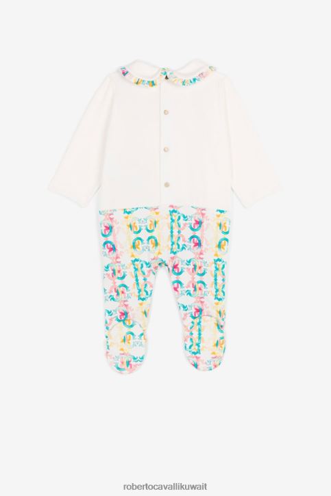 Roberto Cavalli أولاد ازرق فاتح طقم أطفال بطبعة نمر ونقش مونوغرام ملابس 4H40H1638