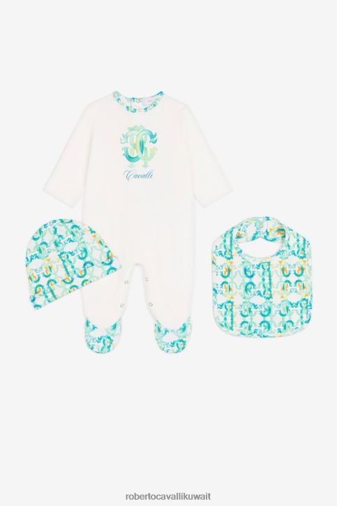 Roberto Cavalli أولاد أزرق طقم أطفال بشعار المونوغرام ملابس 4H40H1642