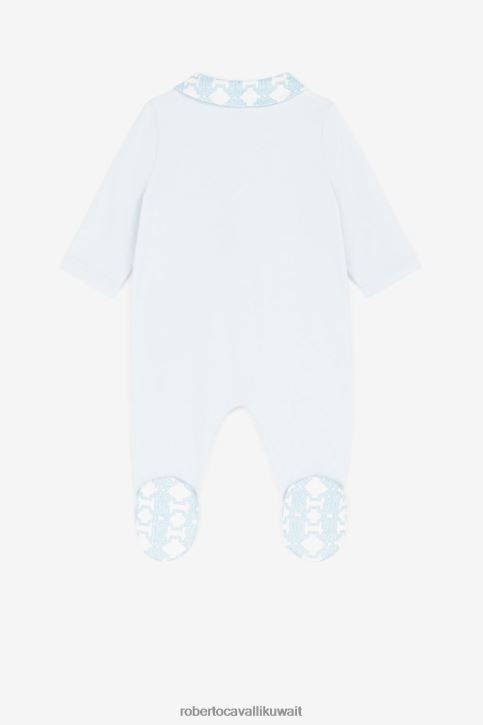 Roberto Cavalli أولاد أزرق طقم أطفال بطباعة ديناصور وشعار ملابس 4H40H1644
