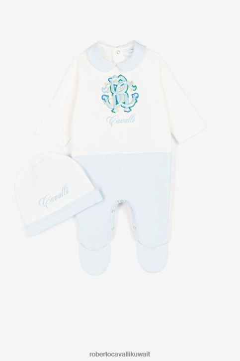 Roberto Cavalli أولاد ازرق فاتح طقم أطفال مطرز بشعار آر سي ملابس 4H40H1646