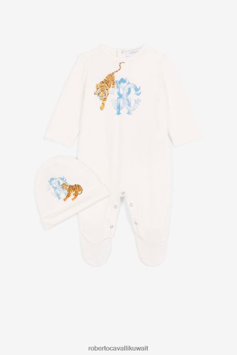 Roberto Cavalli أولاد أزرق طقم أطفال بطبعة شعار النمر ملابس 4H40H1649