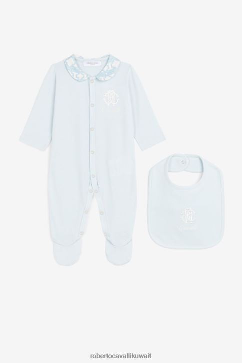 Roberto Cavalli أولاد ازرق فاتح طقم أطفال بشعار مطرز ملابس 4H40H1653