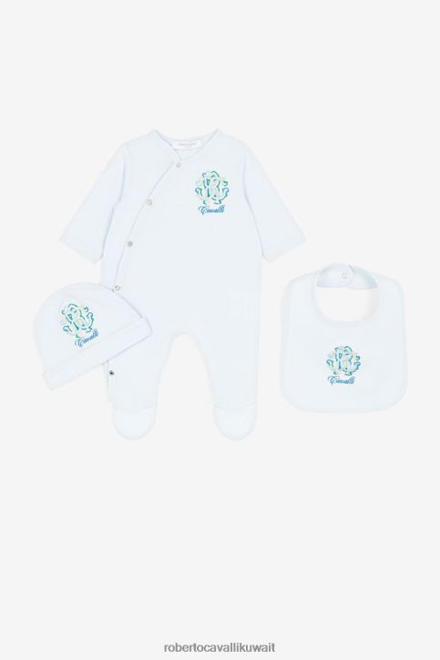 Roberto Cavalli أولاد ازرق فاتح مجموعة ملابس أطفال مطرزة بشعار RC ومونوجرام ملابس 4H40H1651