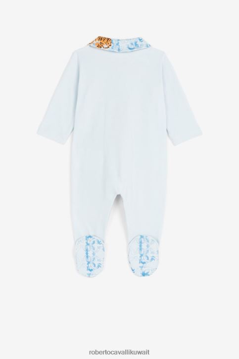 Roberto Cavalli أولاد ازرق فاتح مجموعة ملابس أطفال مطرزة بشعار RC ومونوجرام ملابس 4H40H1651